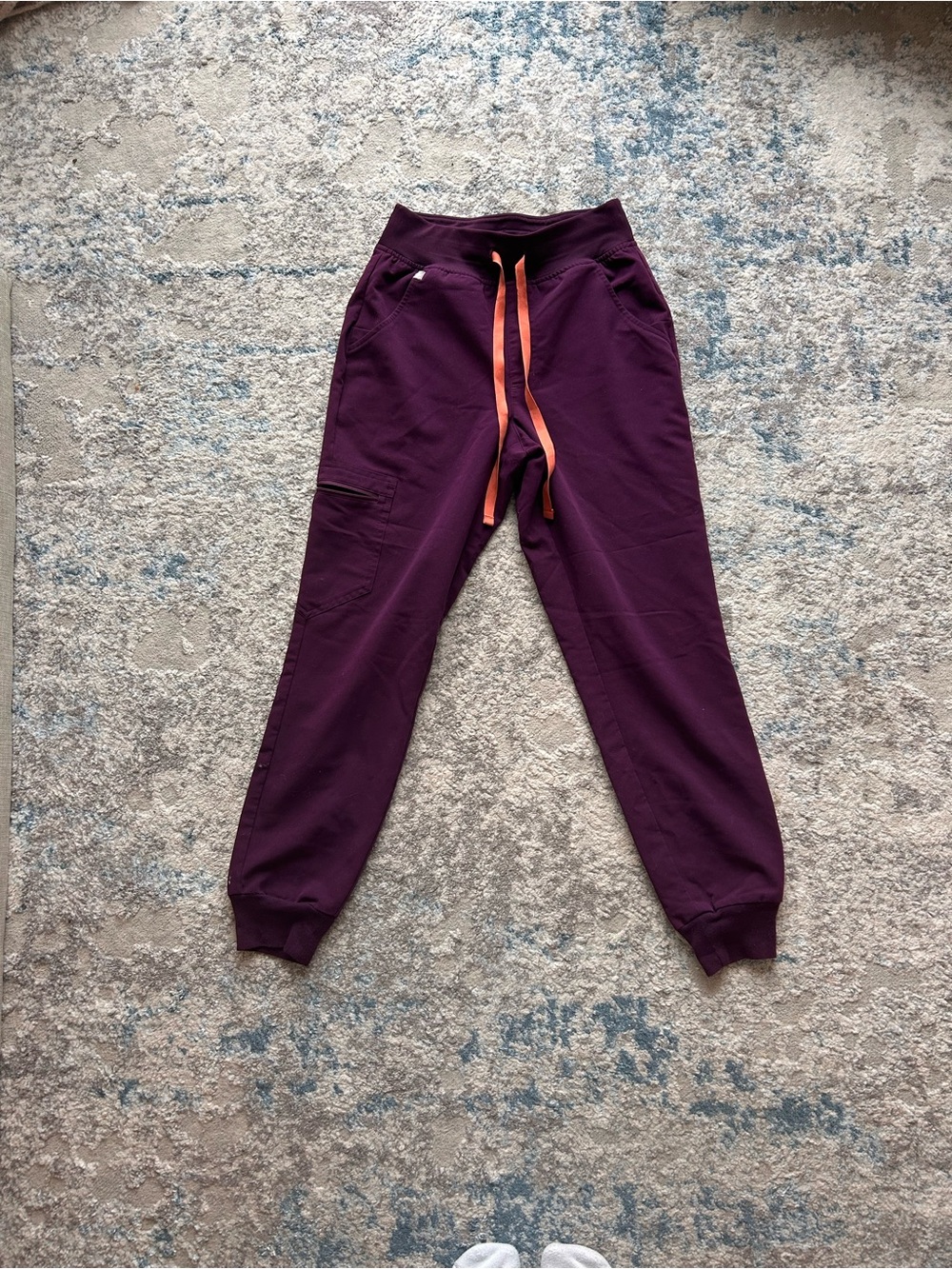 Figs Plum Track Joggers with Coral Drawstring
